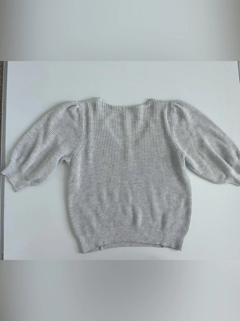 Gentle Fawn Light Gray V-Neck Puff Sleeve Knit- phoebe sweater